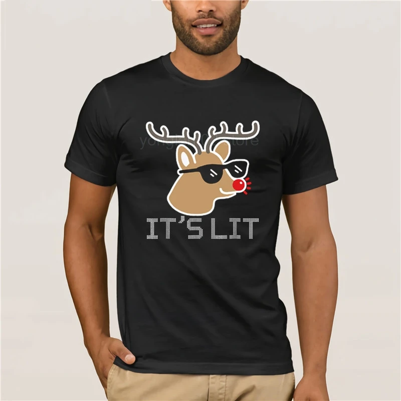 

2020 Summer Fashion T Shirt 100% Cotton men shirt Funny It S Lit Christmas T Shirt Christmas Shirt