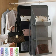Organisateur de sac à main 6 poches, suspendues, pour armoire, sac de rangement transparent, porte mur clair, sac à chaussures divers avec étui