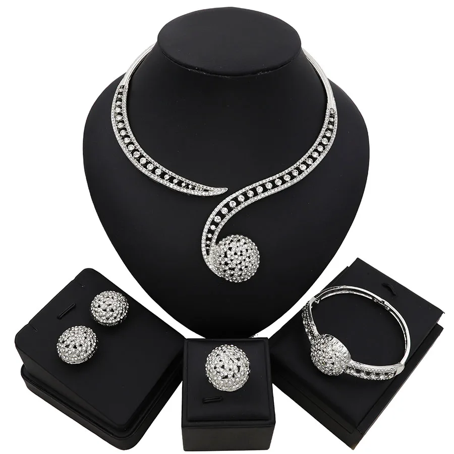 

TSROUND Jewelry Set Abstract Round Ball Pendant Pattern Dubai Costume Jewelry African Simple Elegant Necklace Earring Set for Wo