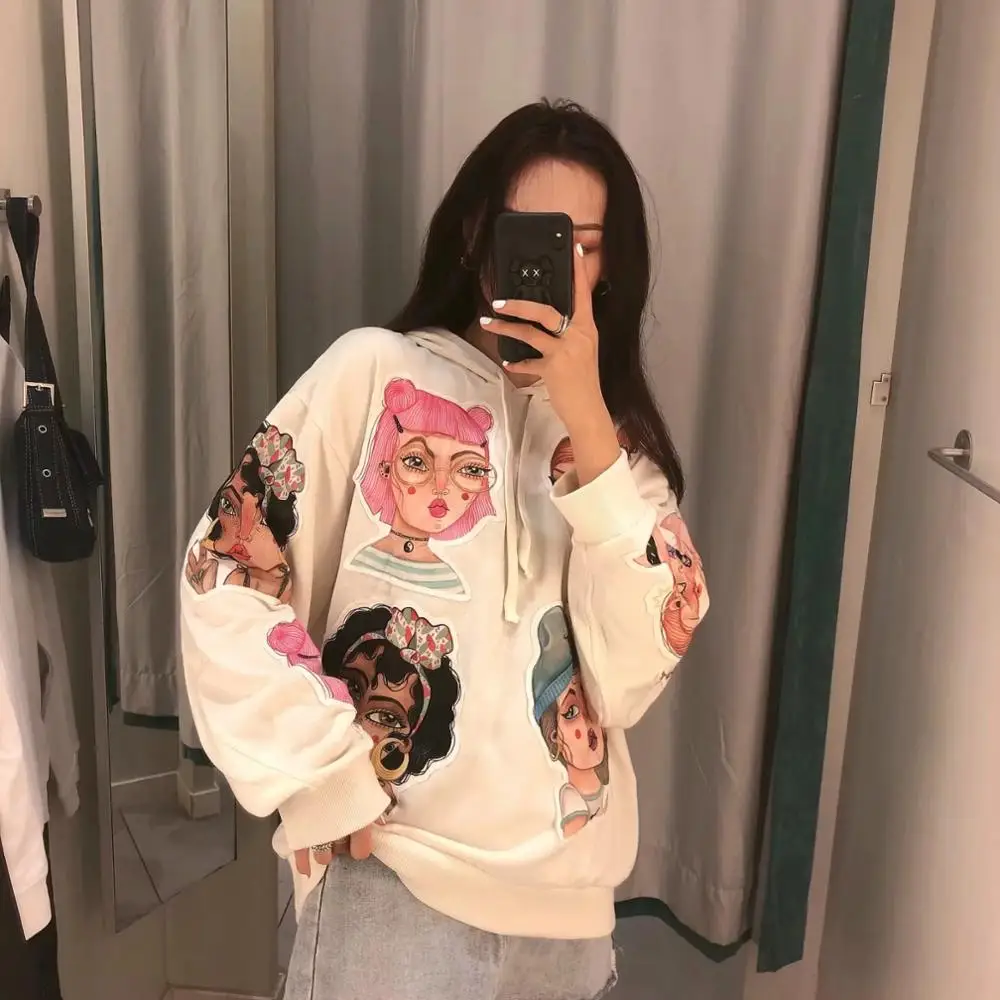  2019 Autumn winter hooded Jumper Art Series Coat fashion pullover streetwear cartoon Top Hoodies wo