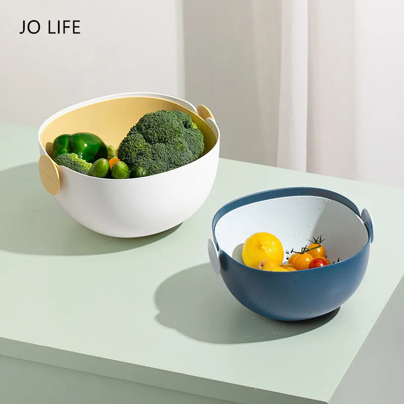 

JO LIFE Double Layer Drainage Basket Filter Washing Basin Strainer Fruit Storage Basket Kitchen Tools