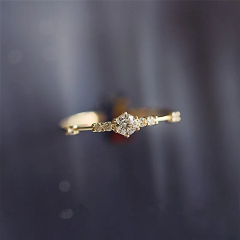 Silver Rings Silver Ring Gold Plated Rings Wedding Rings Gold Plated Silver Ring 925 Sterling Silver 14K Gold Plating Pav&eacute; Crystal Exquisite Wedding Ring Women Light Luxury Temperament Jewelry Accessories