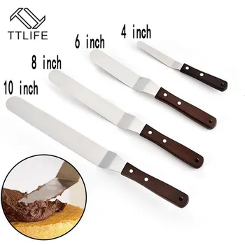 

TTLIFE 4/6/8/10 Inch Stainless Steel Cake Spatula Butter Cream Icing Frosting Knife Smoother Kitchen Pastry Cake Decoration Tool