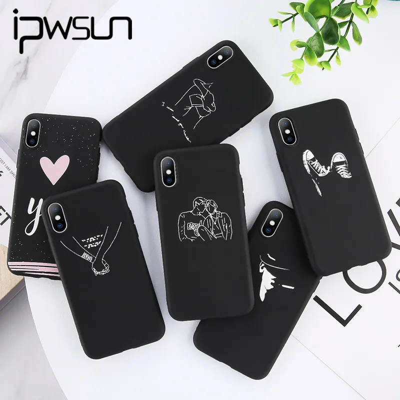 Простой чехол iPWSOO для телефона iPhone 11 Pro Max X XR Xs однотонные мягкие чехлы из ТПУ 5 5s SE 6