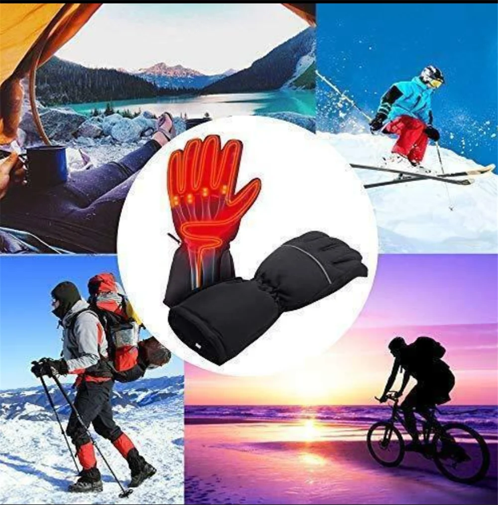 2 шт. перчатки с подогревом для сенсорного экрана мультиспортивные зимние теплые водонепроницаемые защитные перчатки