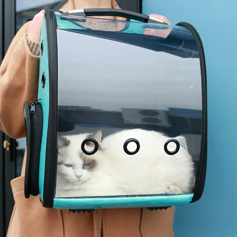 

Pet Bag Outing Portable Transparent Breathable Zipper Type Closed Shoulder Cat Backpack Space Bag Travel Foldable Dog Backpack