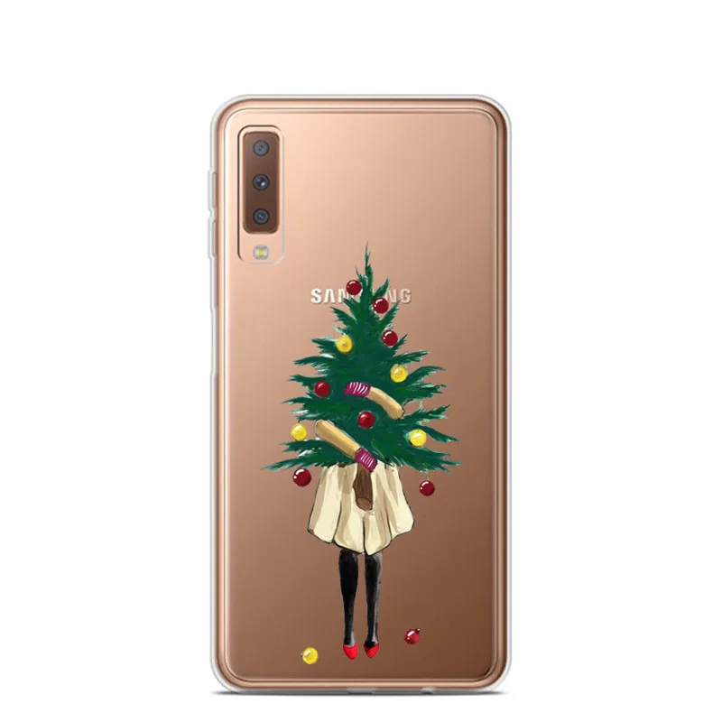 TPU Новогодний чехол для samsung Galaxy A7 A9 A6 A8 Plus Праздничный Рождественский мягкий чехол для samsung Galaxy A10 A30 A50 A70 A80 - Цвет: TPU