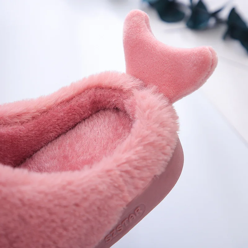 

New Style Dolphin Indoor Anti-slip Plush Slipper Thick Outsole Warm Parent And Child Home Cotton Slippers