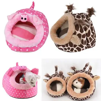 

Pet Supplies Cute Pet Hamster Cage Guinea Pig House Chinchillas Squirrel Bed Nest Cavy Mini Animals Pink Leopard