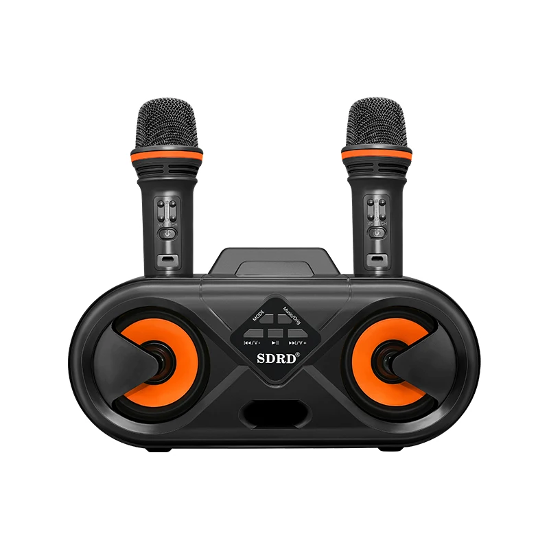 Boxă Bluetooth duală SD303 cu 2 microfoane wireless, pentru exterior, familie, KTV, microfon stereo, sunet puternic, 20W, set de boxe SDRD SD 303_voghion.com