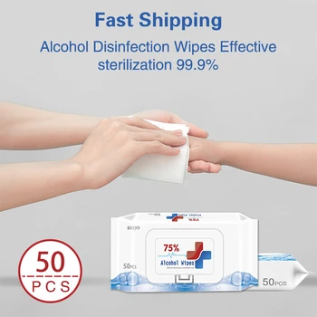 

50pcs/pack Alcohol Spray Sanitizing Wipes 75% Alcohol Wipes Disinfectant Alcohol Health Home Non-woven Disinfectant Wipes