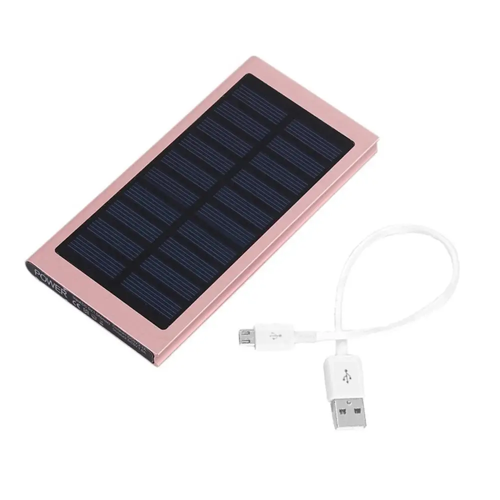 Ультра тонкий внешний аккумулятор 30000 мАч Солнечный двойной USB светодиодный внешний аккумулятор 30000 мАч Внешний аккумулятор для iPhone X 8 7 6s Xiaomi Mi A2 - Color: Rose Gold