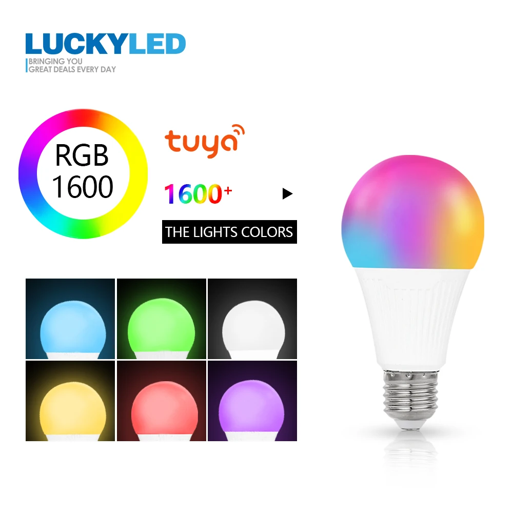 

LUCKYLED 7W 9W Smart Light Bulb WiFi APP Control Led Lamp E27 Bombillas Dimmable Led Bulb 220v 240v 110V RGB + W+WW RGB lampada
