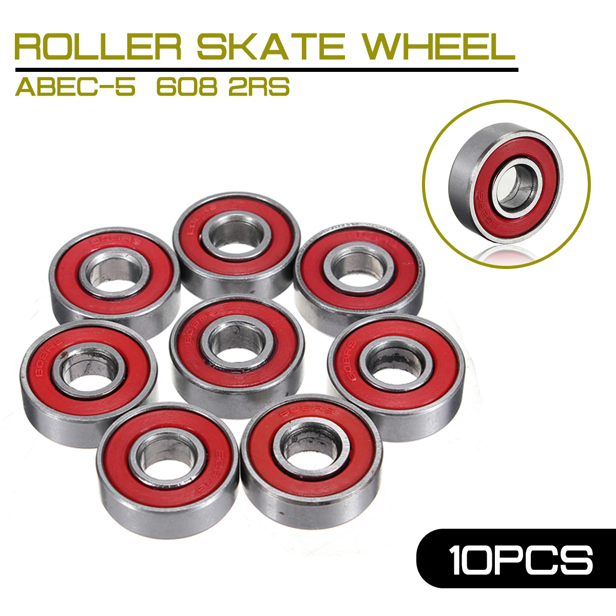 Антикоррозийный подшипник колеса для скейтборда 10x ABEC-5 608 2RS роликовые коньки 2 1x2
