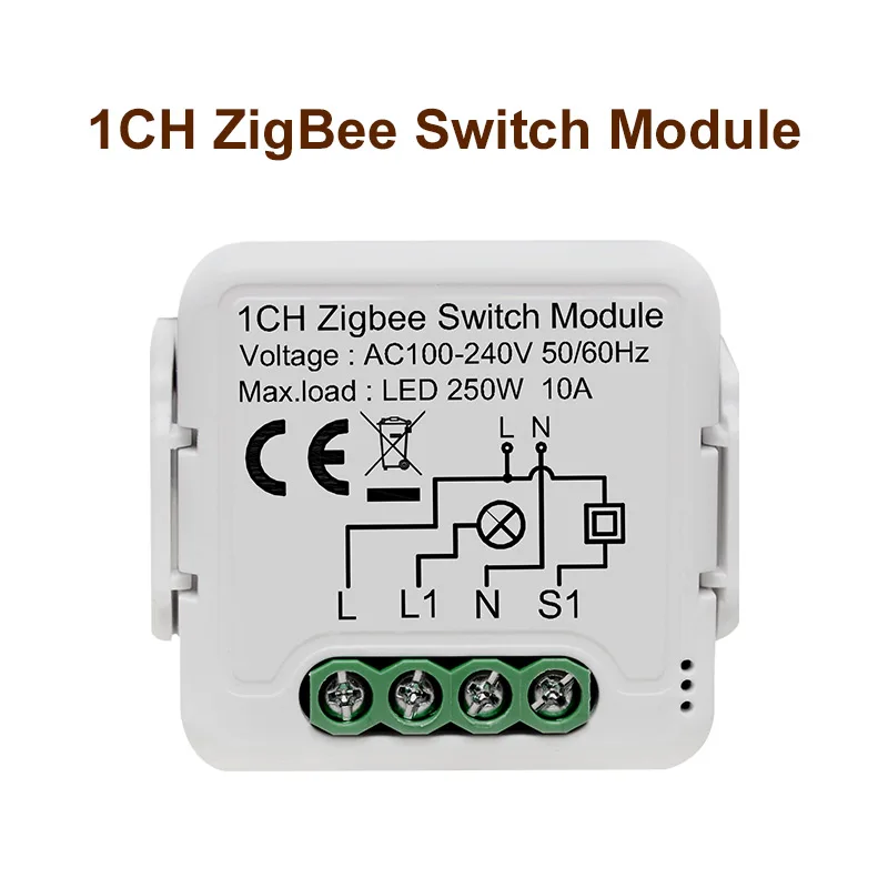 GIRIER Tuya ZigBee 3.0 Switch Module 10A Smart Home DIY Breaker 1 2 3 4 Gang Supports 2 Way Control Works with Alexa Google Home 