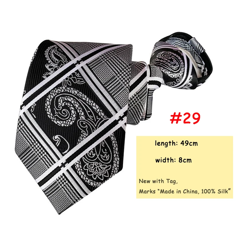 29 8CM Pre-tied Neck Ties For Men Adjustable Zipper Ties Striped Dots Paisley Men's Ties Bridegroom Party Dress Wedding Necktie - Цвет: 29