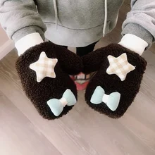 Милые детские перчатки, От 2 до 6 лет для малышей, плотные зимние теплые вязаные варежки для девочек и мальчиков, перчатки с бантиком