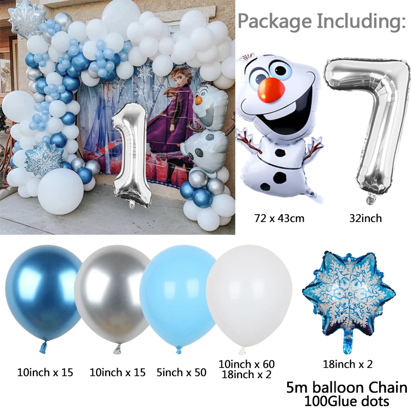 88pcs Disney Frozen Theme Balloons Garland Arch Kit Olaf Elsa Princess  palloncini in alluminio Snowflake Birthday Party Decors - AliExpress