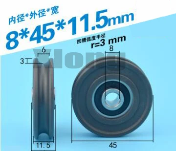 

4PCS 8*45*11.5mm Plastic-Coated Wheels Non-Standard 608 Bearing Pulley Accessories 6mm Rail Wire Rope Wire Pulley Guide