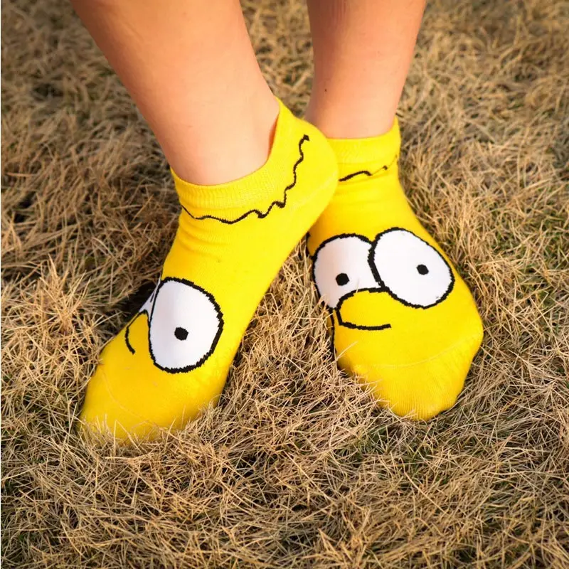 1 пара, новые женские забавные хлопковые мужские носки с героями мультфильмов, Семья Симпсонов, новые милые носки, невидимые счастливые носки, мужские Тапочки
