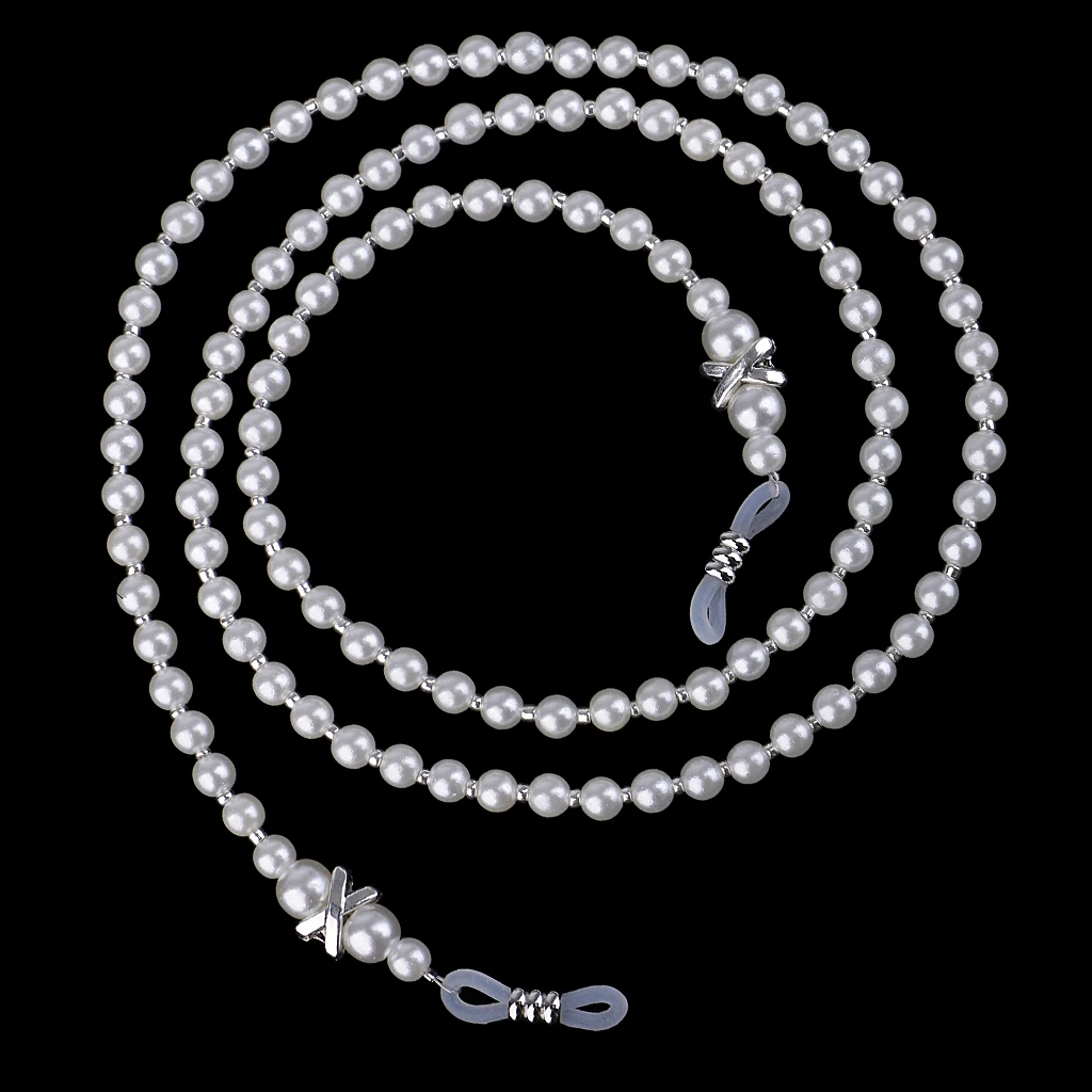 Luxury Faux Pearl Beaded Eyeglass Chain Sunglass Holder Strap Lanyard Cord 65cm