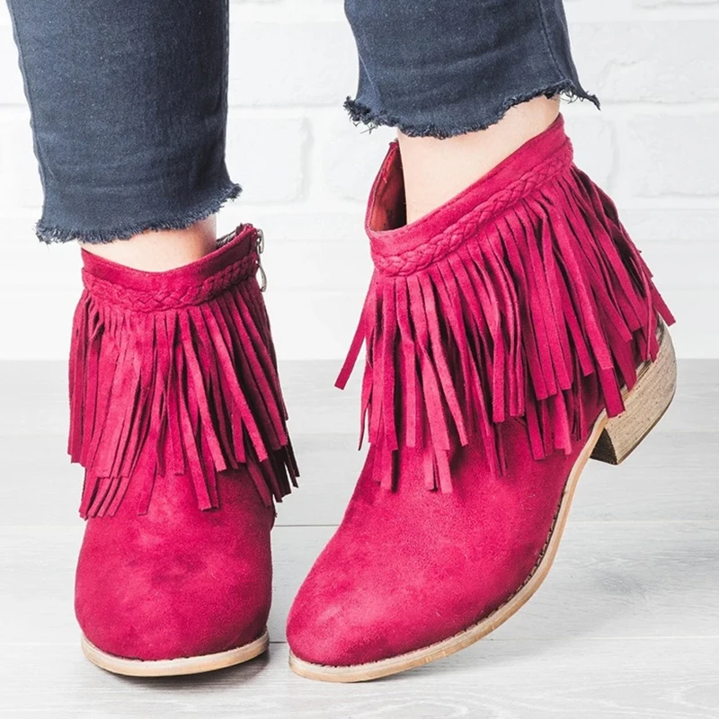 

2019 Women Boots Flock Ankle Boots Spring Autumn Women Boots Ladies Party Suede Boots Plus Size