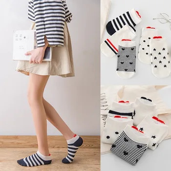 

New Arrivl Women Cotton Socks Pink Cute Cat Ankle Socks Short Women Socks Casual Animal Ear Red Heart Gril Socks 35-40