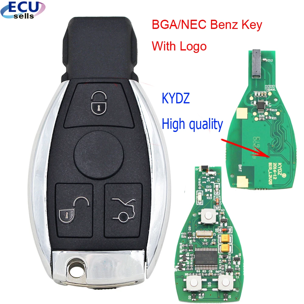 10*New Uncut Remote Car Key Fob 3 Button 433MHz NEC Chip for Mercedes-Benz 2000+