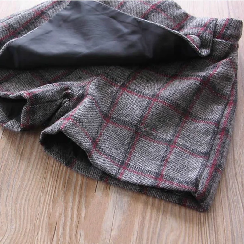 Детская зимняя одежда юбка для девочек коллекция года; модные милые шерстяные юбки в клетку для девочек юбка трапециевидной формы плотная теплая детская одежда для девочек; LZ610