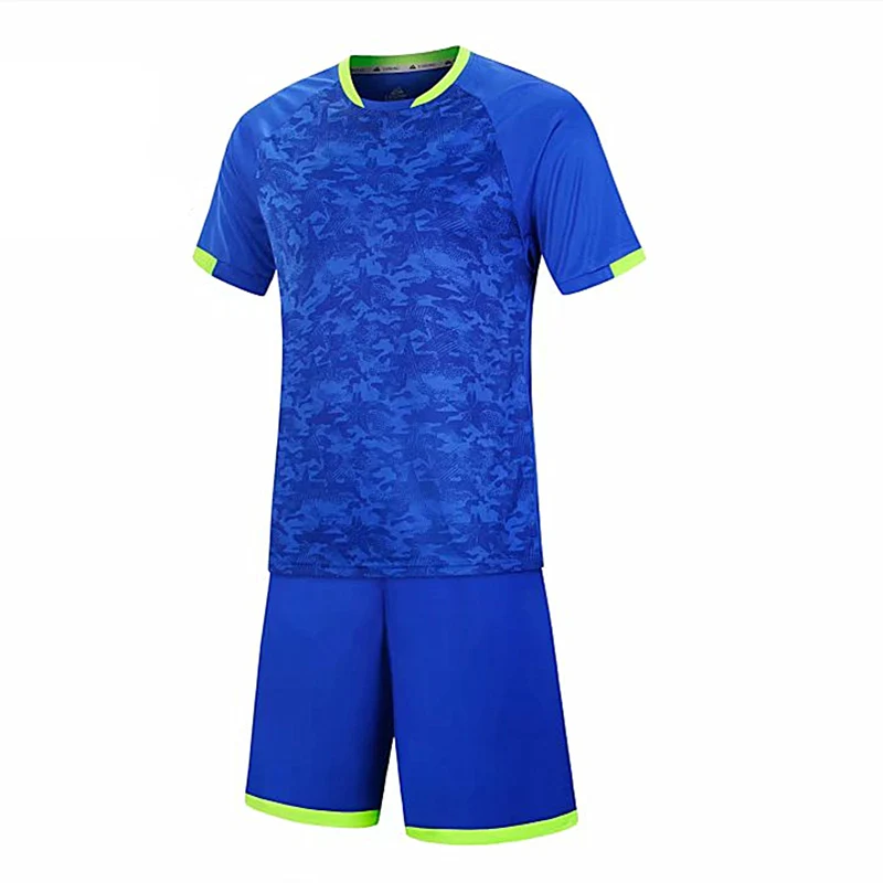 Blue Детские футболки для футбола для взрослых; одежда для футбола для мальчиков; детский спортивный костюм с короткими рукавами; Форма для футбола; спортивный костюм из Джерси - Цвет: Blue