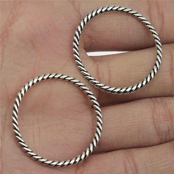 

WYSIWYG 6pcs 30x30mm Charms Circle Connector Antique Silver Color Pendant Charms For Jewelry Making DIY Jewelry Accessories