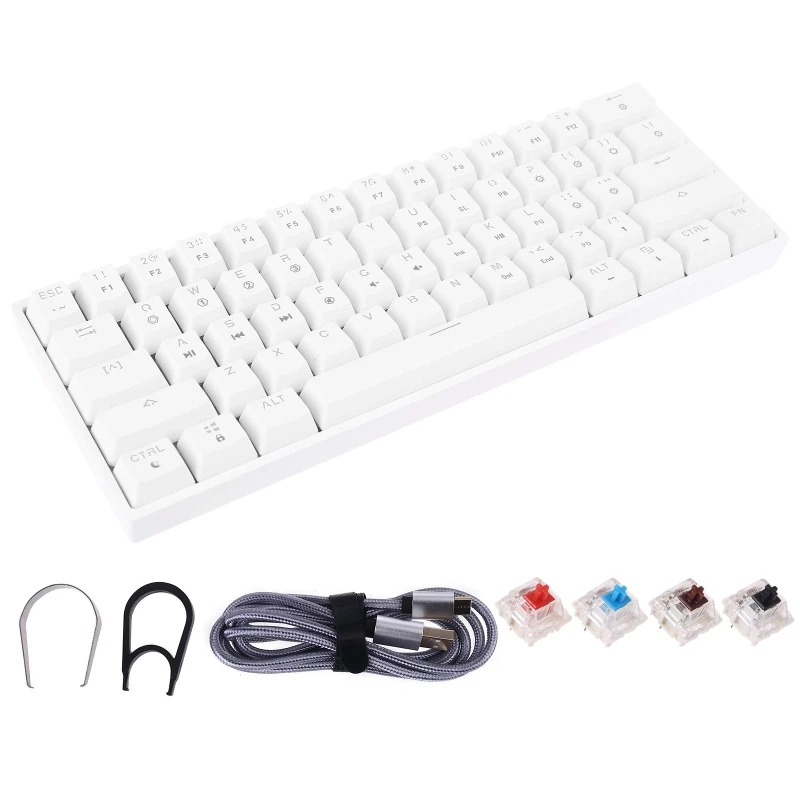 GK61 Hot Swappable Portable Mechanical Keyboard RGB Backlit Gaming Keyboard Gateron Switch Compatible with Cheery Kailh