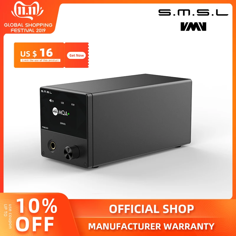 

SMSL M500 Supports MQA XMOS XU-216 ES9038PRO Supports DoP and Native DSD Big Power Headphone Amplifier with Remote Control