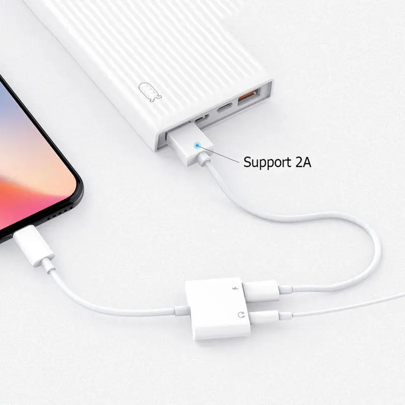 ORICO 2LT-WH-BP 2 в 1 8 Pin до 8 Pin 3,5 мм AUX Кабель-адаптер для iPhone 7/8/7 plus/8 plus/X/XS/XSMax