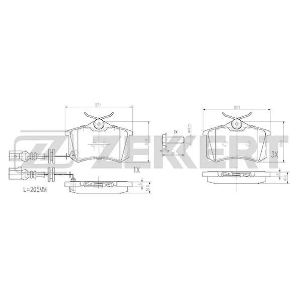 Колодки торм. диск. зад. с датчиком Seat Ibiza IV 02- Skoda Fab