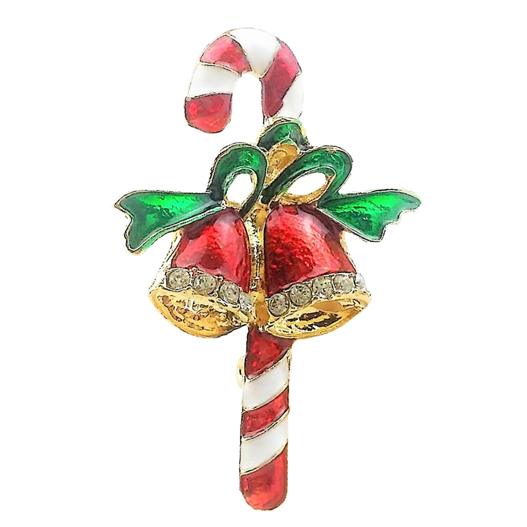 Cartoon Christmas Brooch Lapel Pin Enamel Christmas Themed Walking Stick