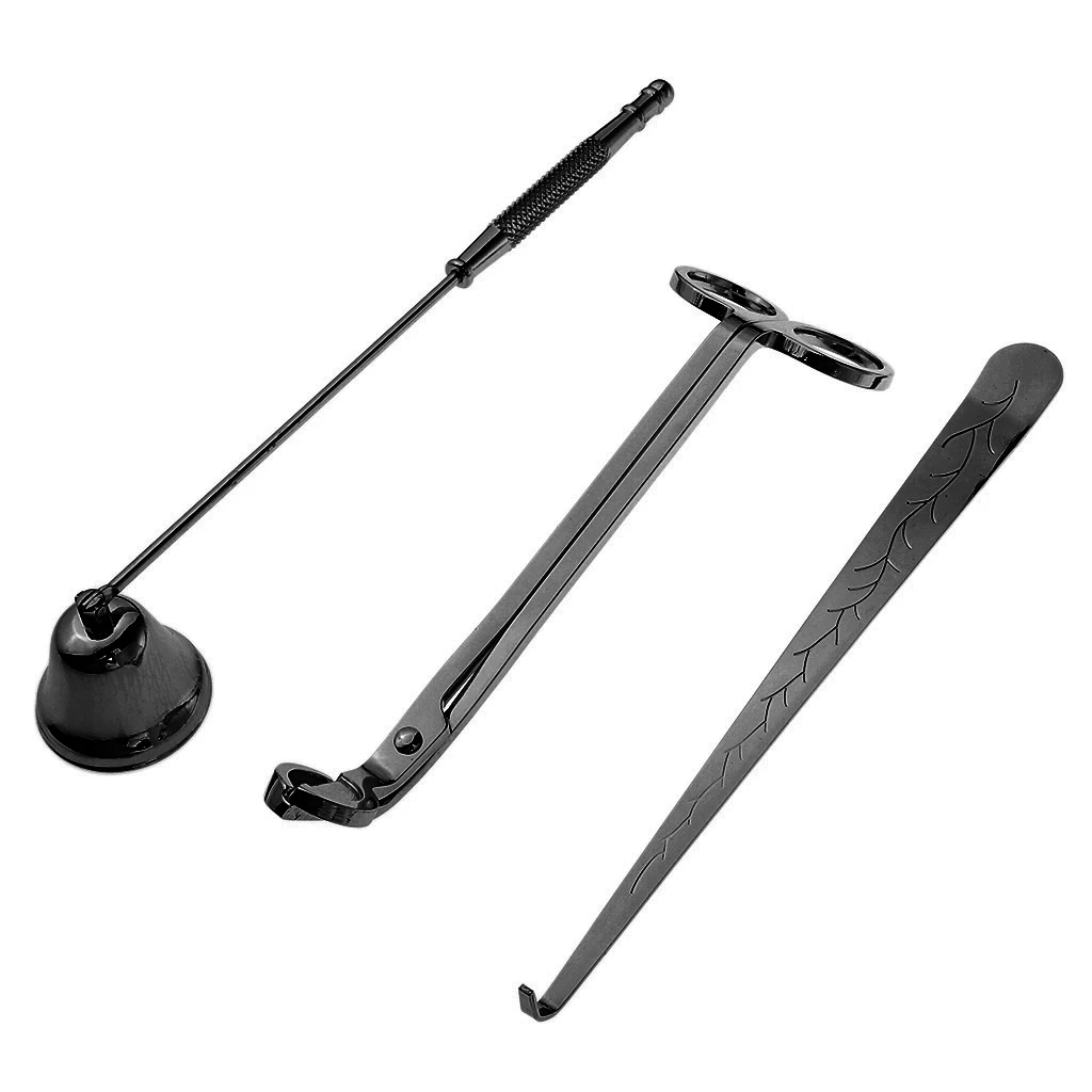 3pcs/set Black Stainless Steel Candle Snuffer Wick Dipper Oil Lamp Trimmer Cutter Extinguish Candles Home Accessories Tool