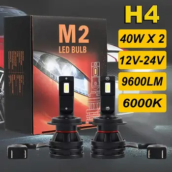 

2PCS Car Led Headlight H4 Led Lamp High / Low Beam CSP Led CHIP Turbo 6000K 9600LM Mini Size 12V 24V