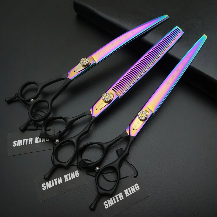 8 дюймов профессиональные ножницы для ухода за домашними животными, SMITH KING 8〞резка/прямые ножницы/филировщики/изогнутые ножницы 440C высокое качество решетки