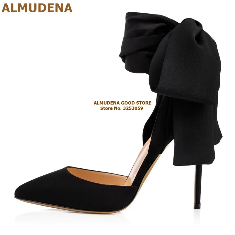 红色黑色色丁布后跟大蝴蝶结系带凉鞋尖头单鞋CL款 (18)