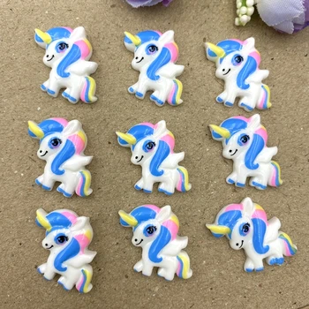 

20pcs unicorn cartoon animal colorful Resin Flatback Cabochons Scrapbooking DIY For Phone Decoration Supplies Embellishment
