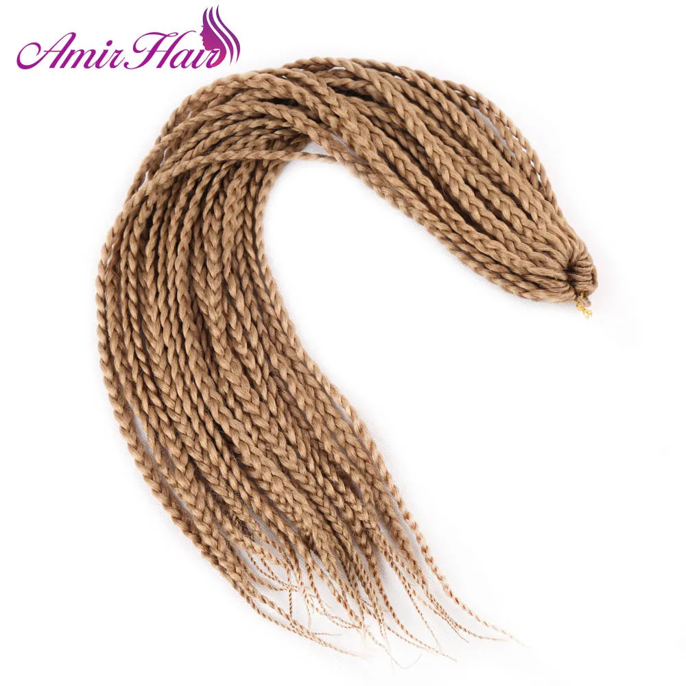 Накладные волосы Amir Crotchet Box, косички, 22 пряди, синтетические волосы для африканских, Омбре, коричневые, бордовые, волосы на кросиках, оптом - Цвет: #27
