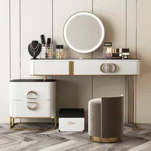 Coiffeuse légère de luxe en marbre, minimaliste, moderne, pour chambre à coucher, maquillage, haute qualité, avec coiffeuse de chevet