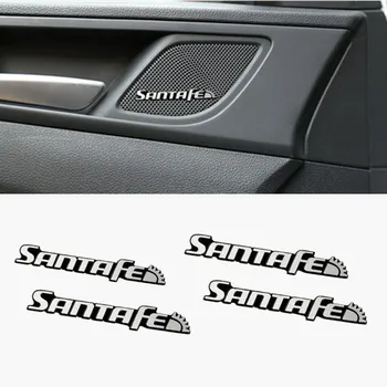 

4pcs car audio decorate 3D Aluminum Badge Emblem Sticker For Hyundai Santa fe 2017 2018 Accessories Car Styling