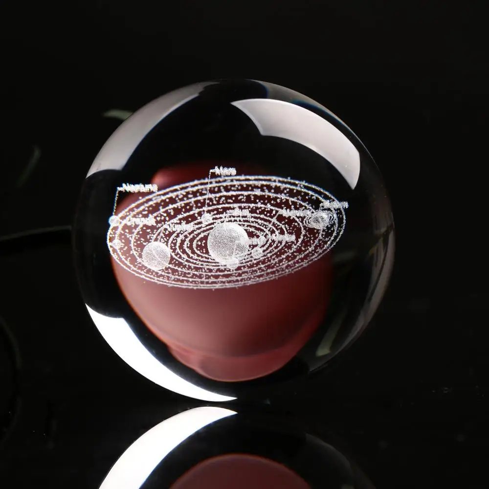 Glass Ball Laser Engraved Home Decor Creative 3D Fashion for Astrophile Crystal Quartz Planets Model Gift Craft | Дом и сад