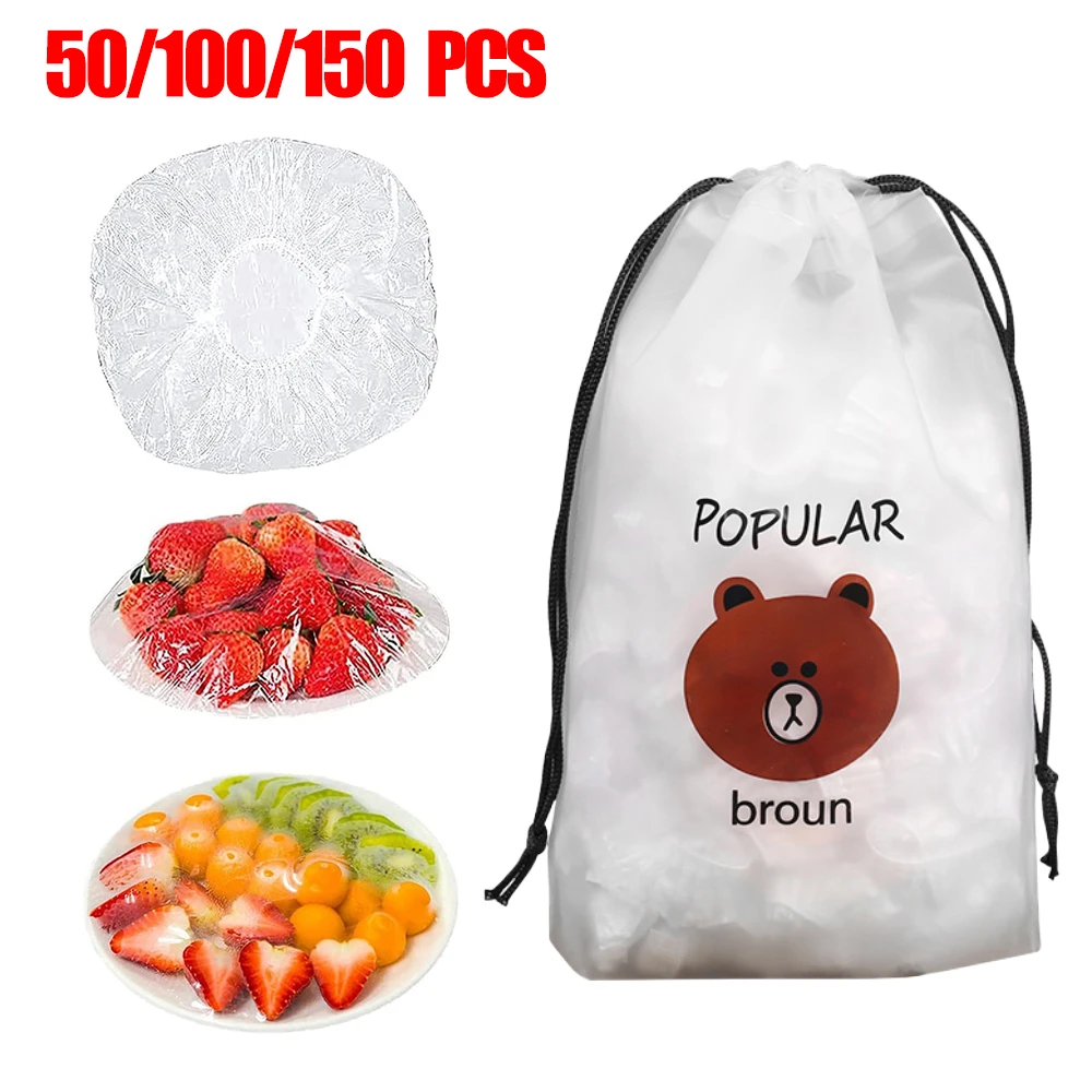 50/100/150 Pcs Reusable Cling Film Cover Food Storage Covers Bags For Bowls Elastic Vacuum Bag