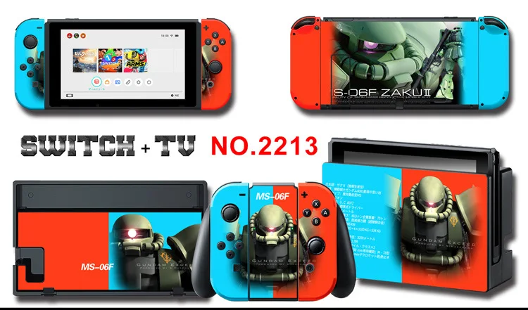 1set New Cute Anime Full Body Sticker for NS Switch Protective Cover Skin Colorful Art for Game Console Joy-Con Controller Decor
