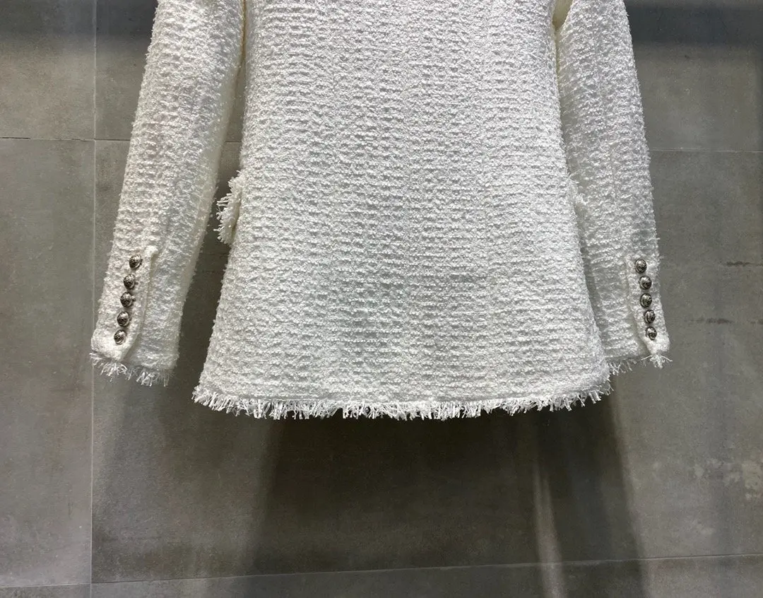 new ladies high quality fashion long sleeve V-neck tassel jacket 1008