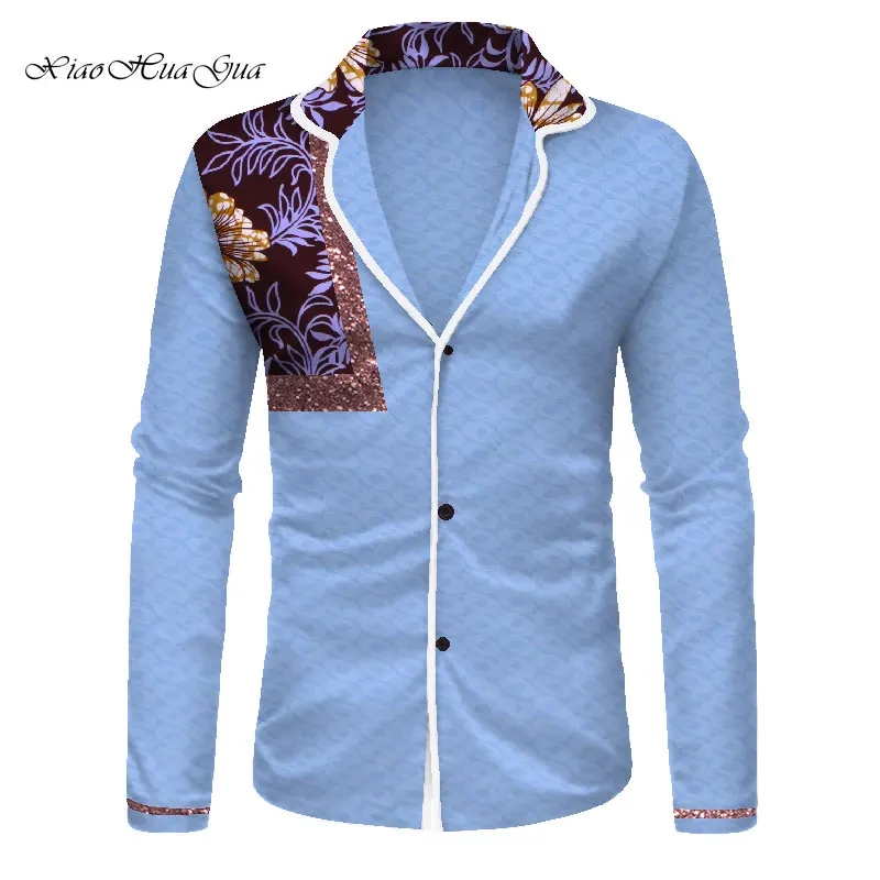 Новая мода 2019 африканская мужская одежда Африка мужские повседневные рубашки с длинными рукавами Дашики одежда wyn875