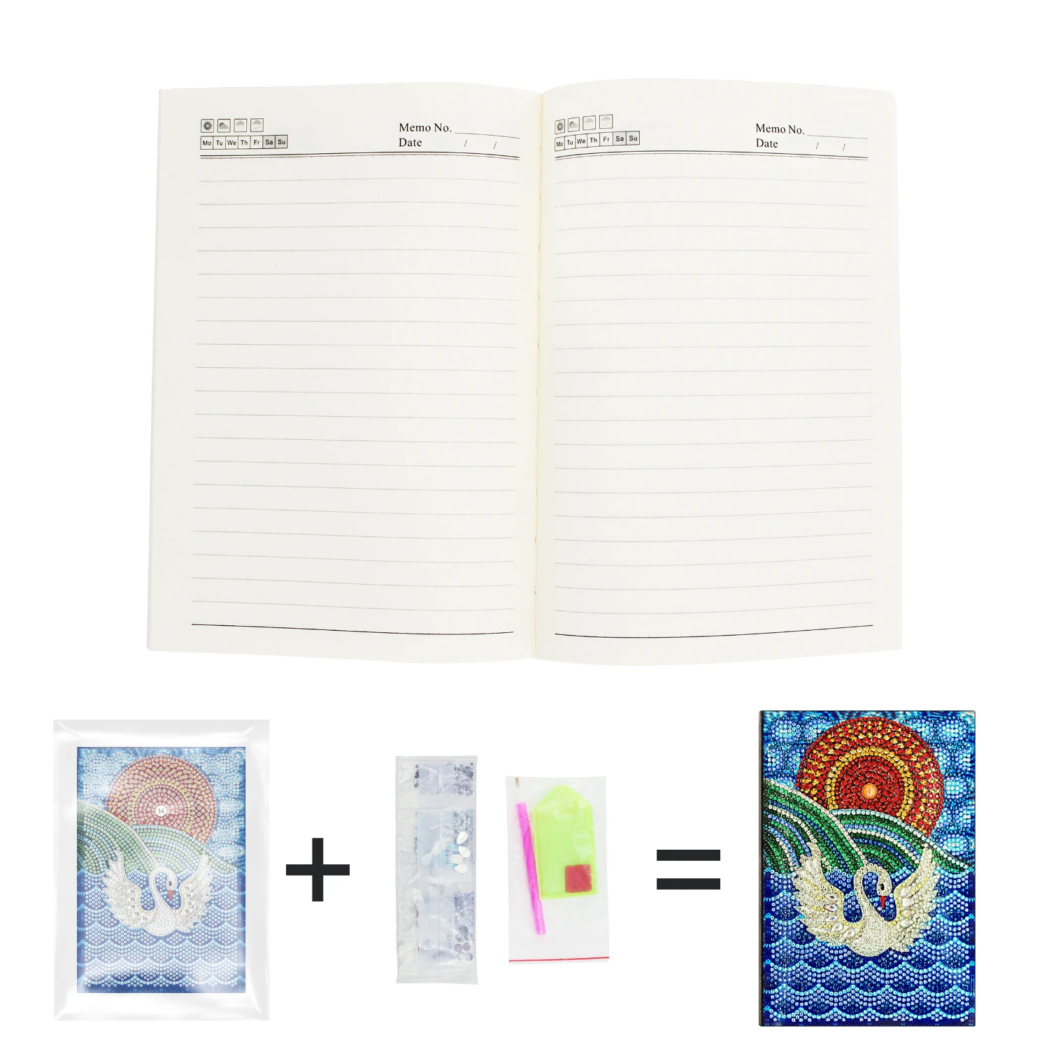 AZQSD DIY Diamond Painting Aniaml Special Shaped Notebook Diary Book Swan Mosaic Gift